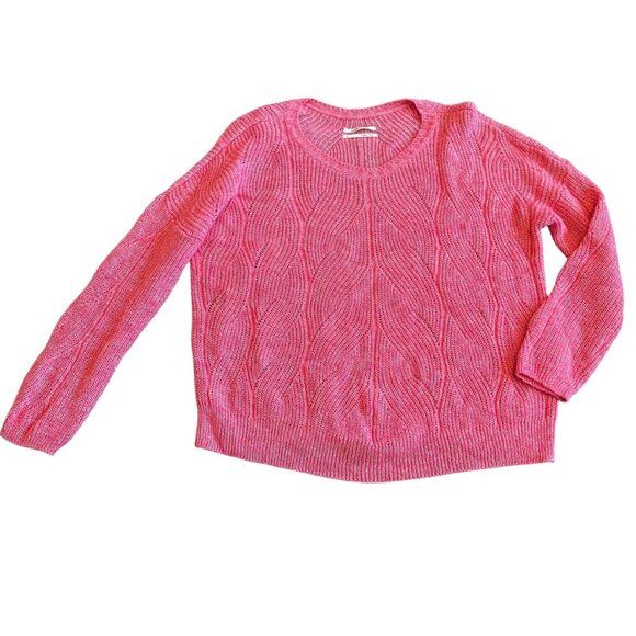 Anthropologie Keely Loose Weave Pullover Sweater Pink Stretch Wool Blend Medium - Picture 2 of 12